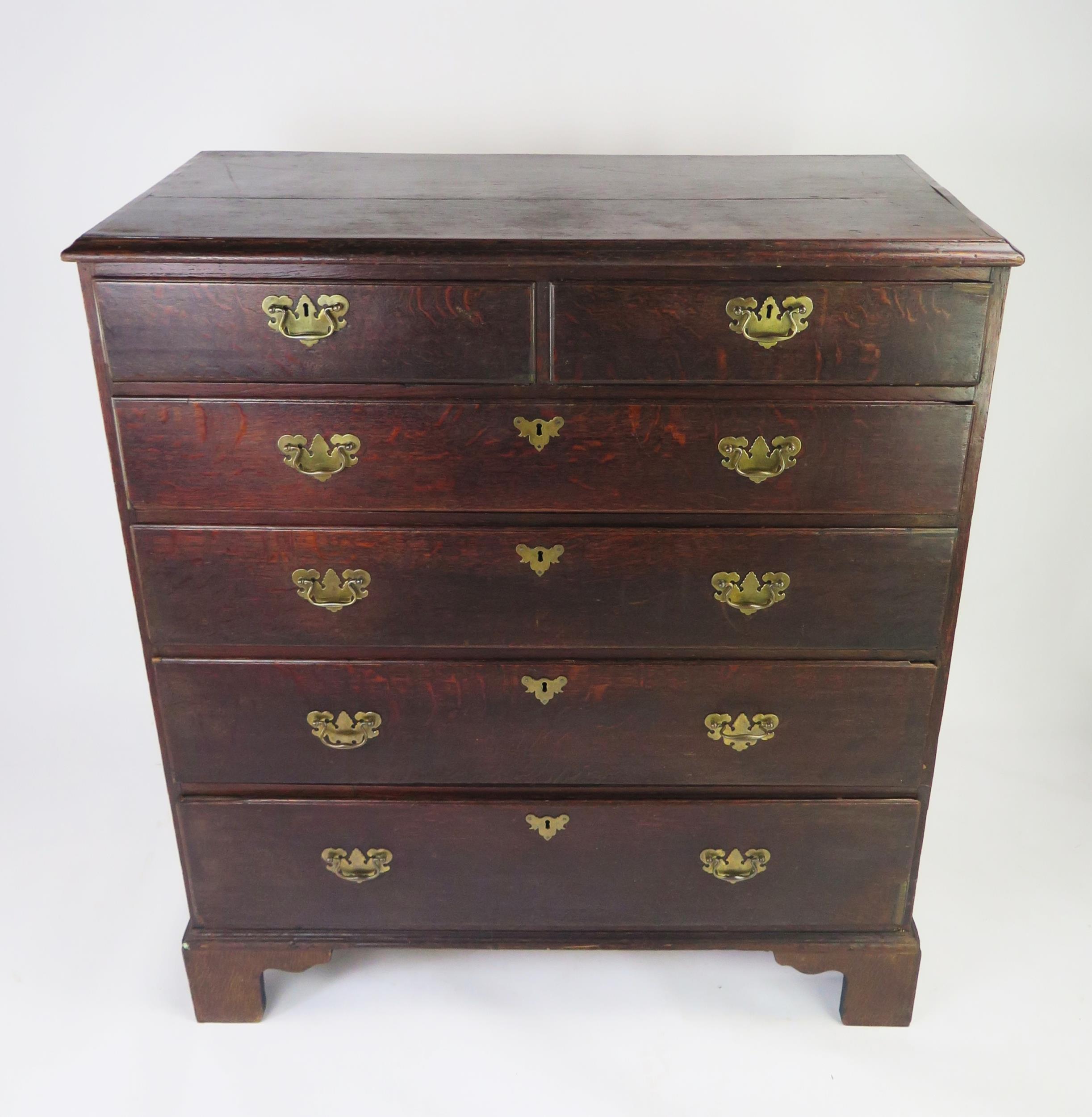 A Georgian Oak Chest of Four Long and Two Short Drawers, 111(w)x55(d)x124(h)cm - Image 2 of 2