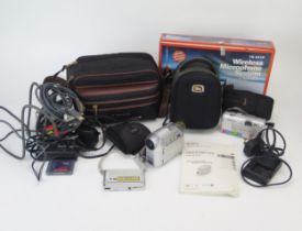 Sony Cybershot DSC-T77 Digital Camera, Sony Handycam DCR-HC32E PAL and Canon A300 with various