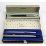 A Parker 45 Fountain Pen Boxed Set with propelling pencil and a boxed Parker ballpoint