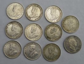 British Guinea 1/4 Guilder 1836 (high grade) with group of 10 x British West African silver 3 pence