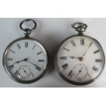 Two Victorian Silver Cased Open Dial Pocket Watches: one with English horizontal movement signed