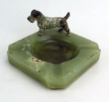 An Original Cold Painted Bronze Mounted Ashtray modelled as a Scottie dog on an onyx base, 12cm wide