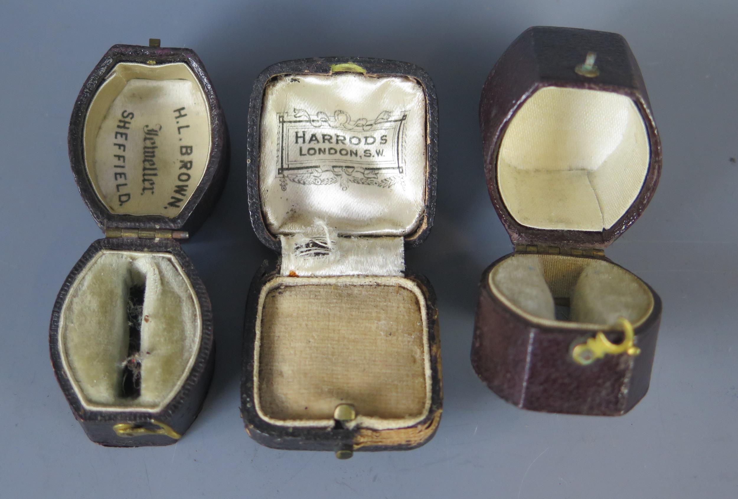 Two 19th century Ring Boxes, one named H.L. Brown of Sheffield and a Harrods box - Image 2 of 2