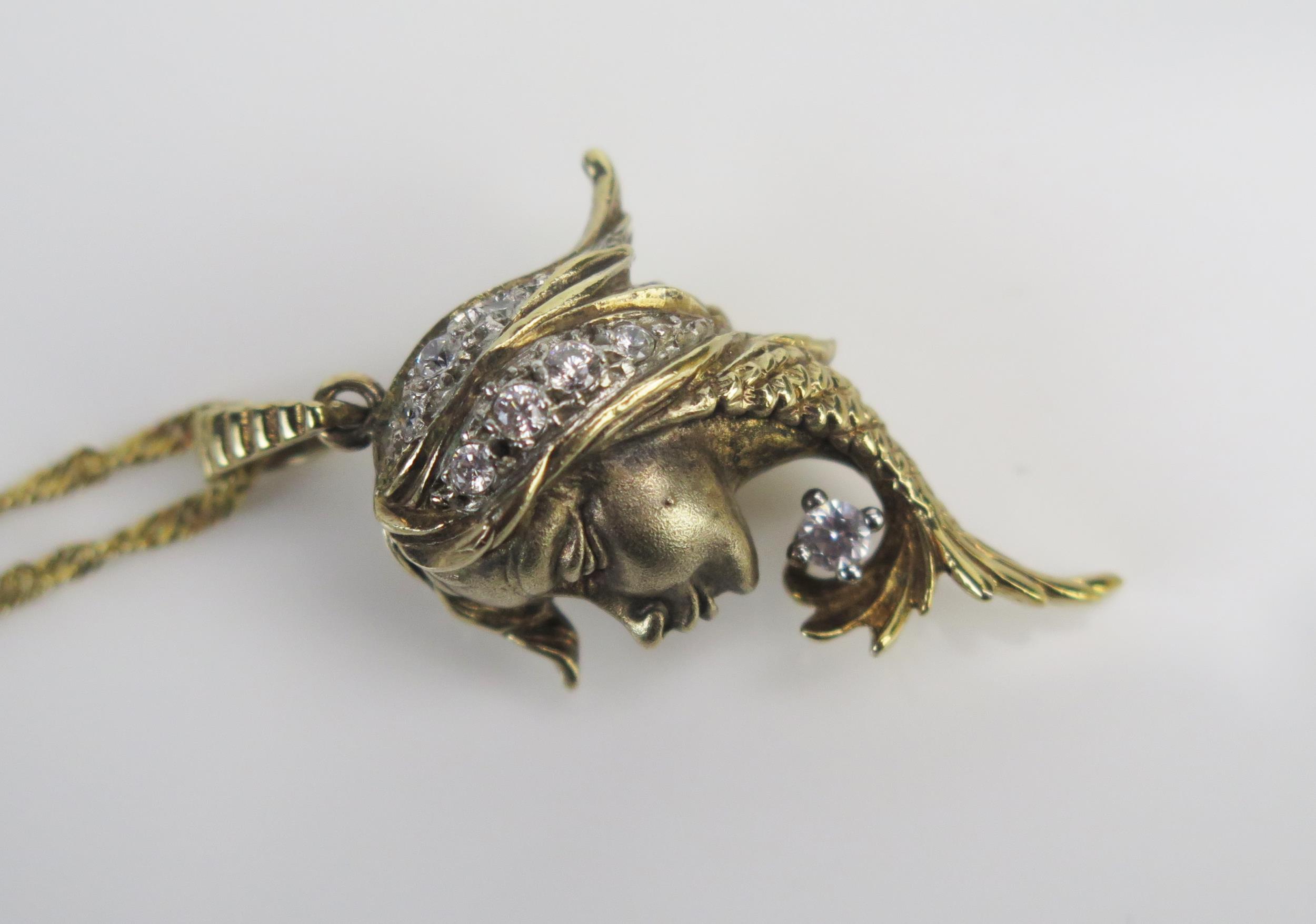 A Pisces Silver Gilt and Paste Pendant on chain, 40.2mm drop, 7.45g - Image 3 of 3