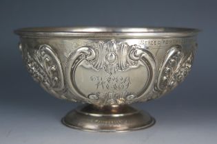 A Late Victorian silver pedestal rose bowl, maker William Hutton & Sons Ltd, London, 1896, inscribed