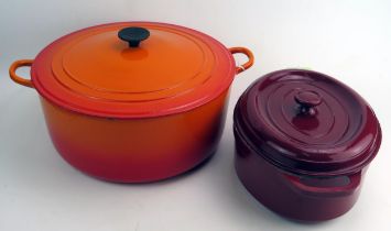 A Le Creuset Dutch Oven Casserole, size K, 12.4l and a Staub-Fontinac Dutch Oven Casserole, 4.2l