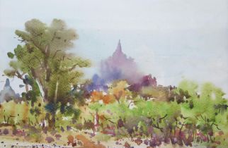 Kokhinfthintar?, Burma, watercolour, 26.5x28cm, framed & glazed