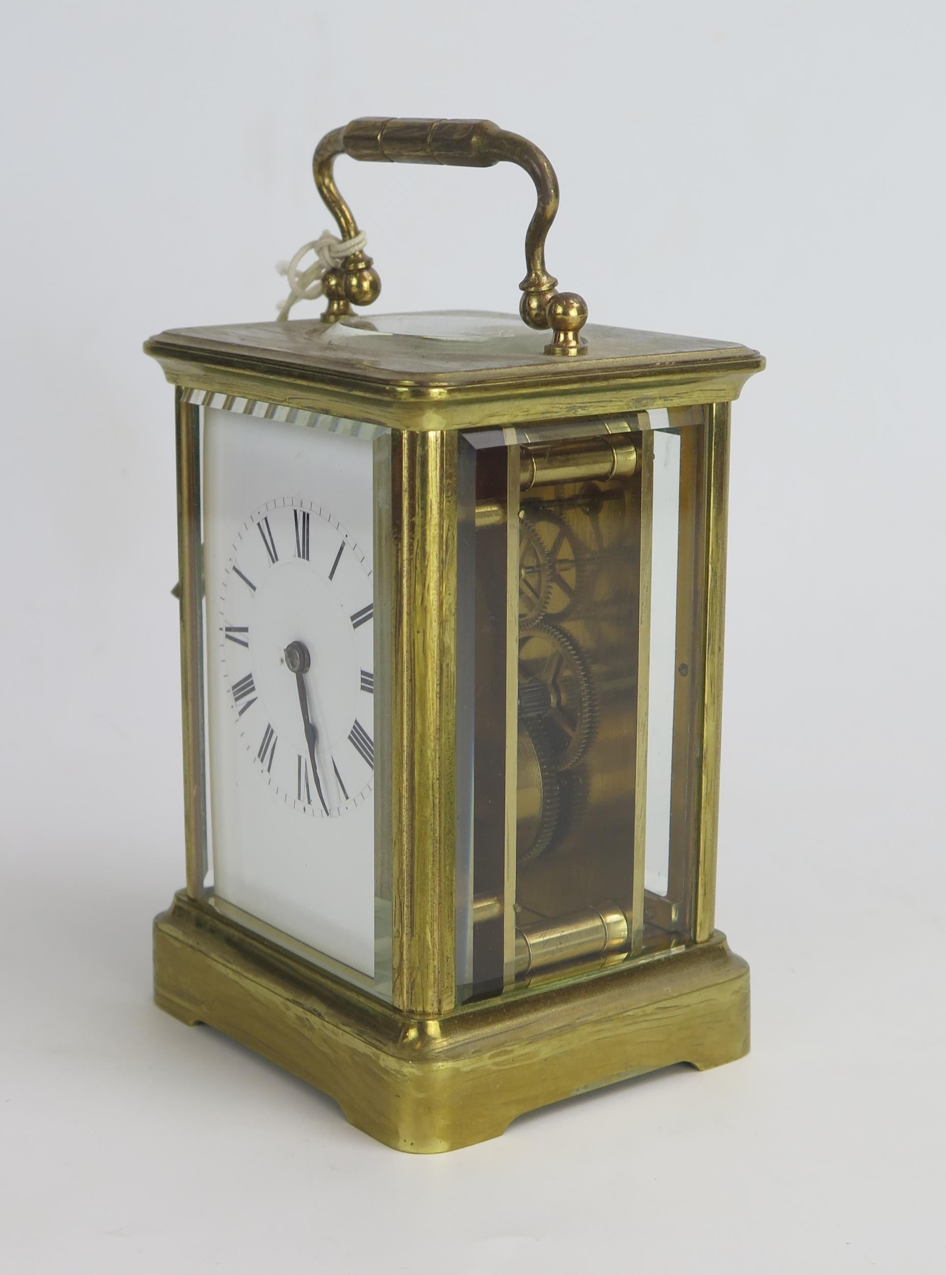 A 19th Century English Brass Carriage Clock, the case numbered 3992 to the base, 16cm. Needs - Image 2 of 3