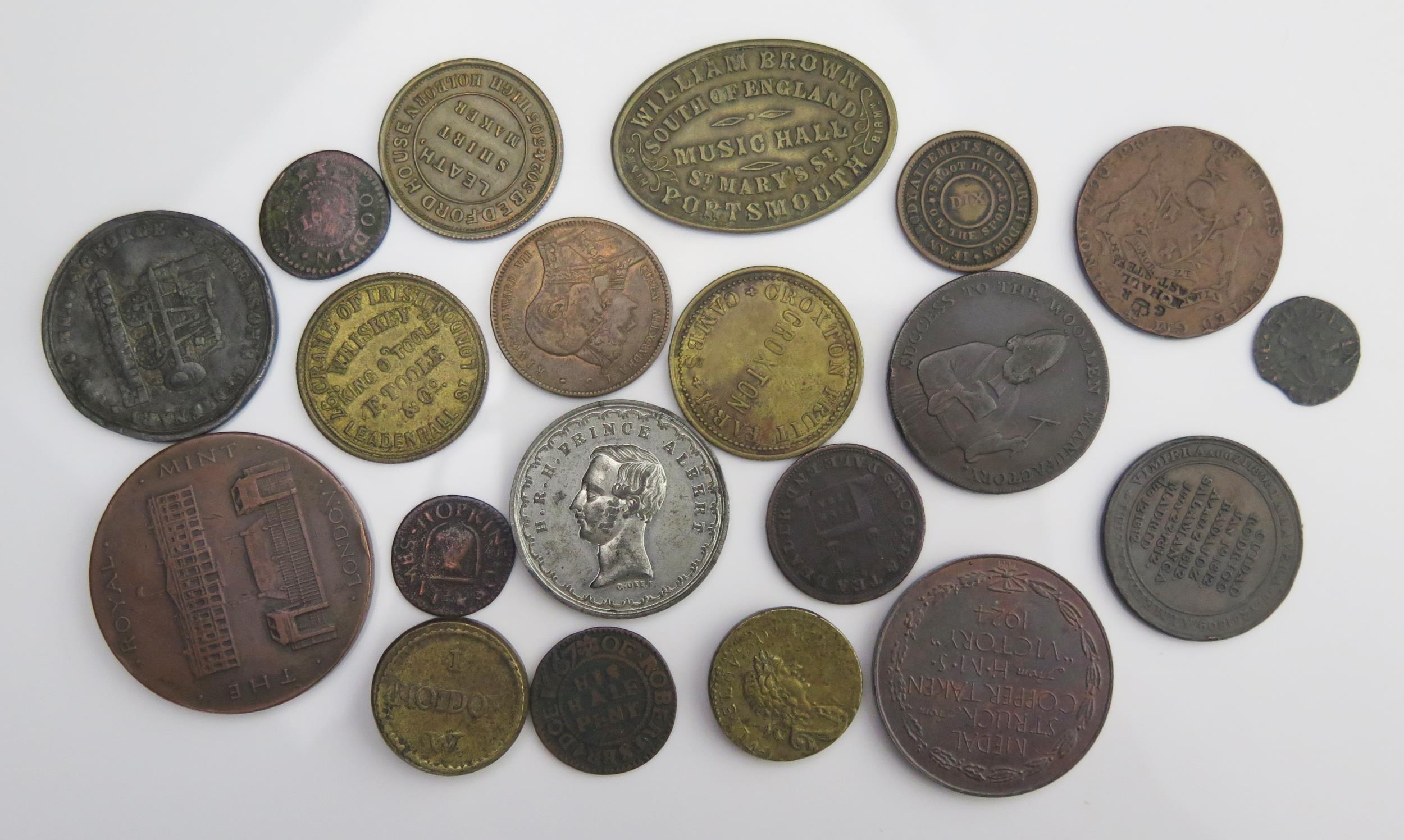 George Stephenson 'Rocket' medallion, William III and Portuguese coin weight, Portsmouth Music