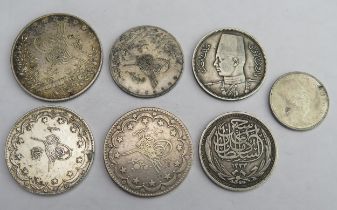 Egypt group of silver Egyptian / Turkish coins