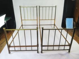 A Pair of Brass 3ft Bed Frames