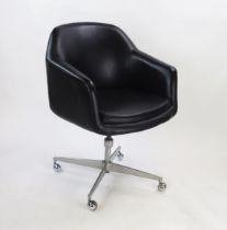 An Overman style swivel office chair, on chrome cruciform legs with casters.