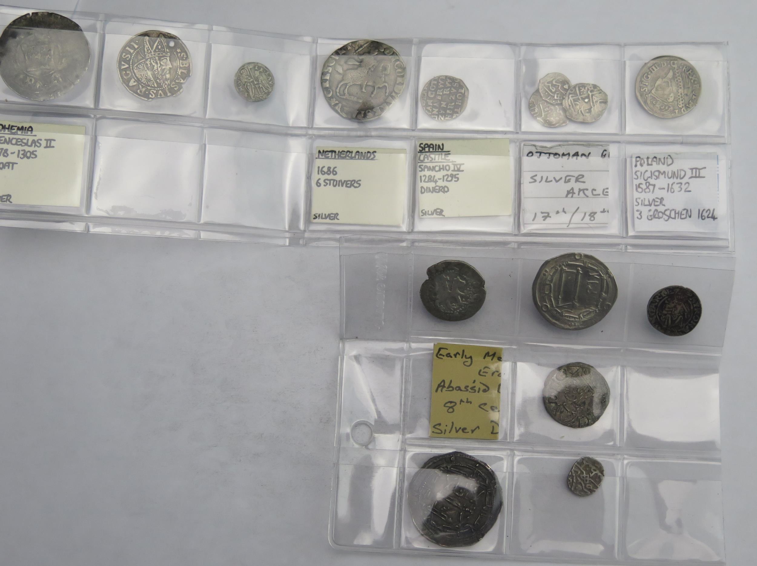 3 x strips of mainly European silver hammered coins with silver Cob 1/2 Real - Image 4 of 7