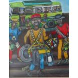 David Kimani, Kenyan artist, Street Hawkers, acrylic on canvas paper, 42x33cm, f&g