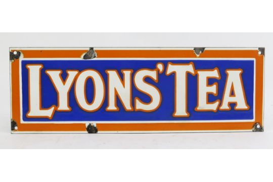 A reproduction enamel advertising sign 'Lyons Tea', 15 x 46cm.