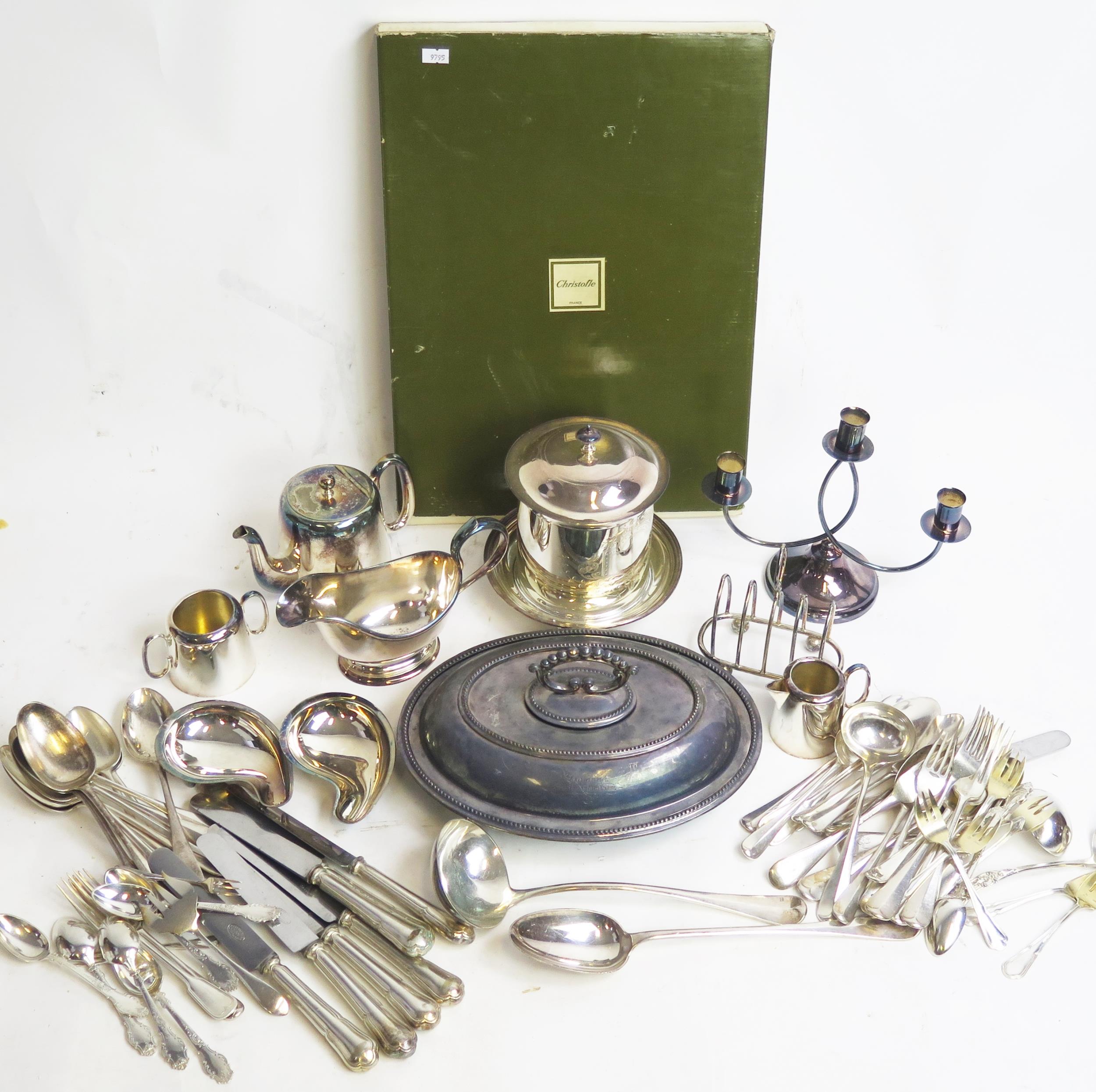 A collection of assorted plated wares including entree dish and cover tea service, sauce boat,