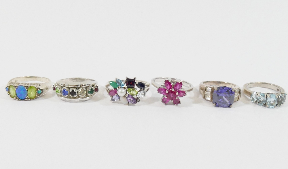 Sixteen modern gem-set rings, ten stamped '925', one stamped 'sterling', one stamped 'silver', three - Image 2 of 5