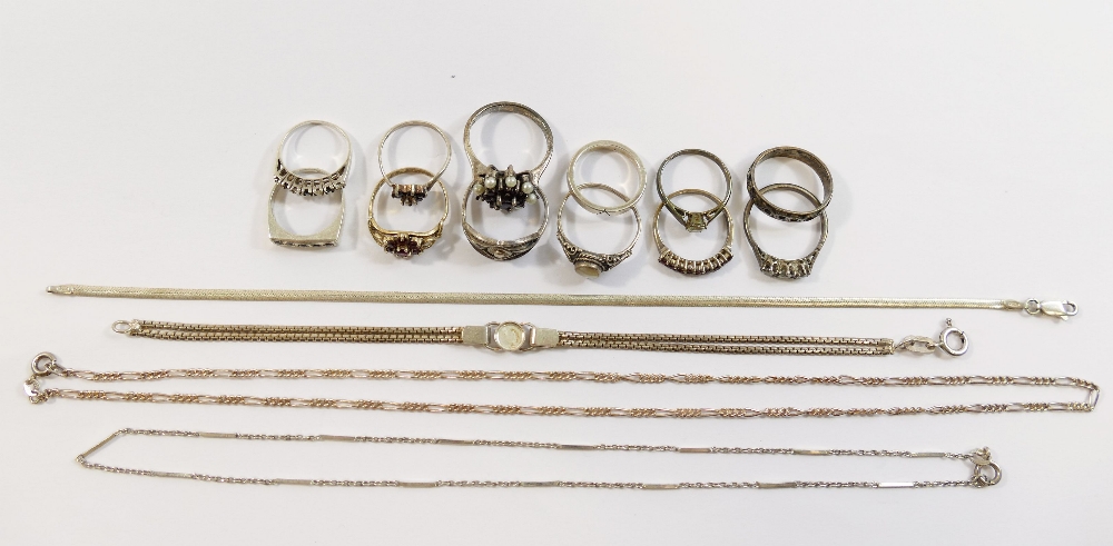 Assorted silver jewellery items and items stamped '925' and 'sterling', many gem-set, including 15 - Image 2 of 4