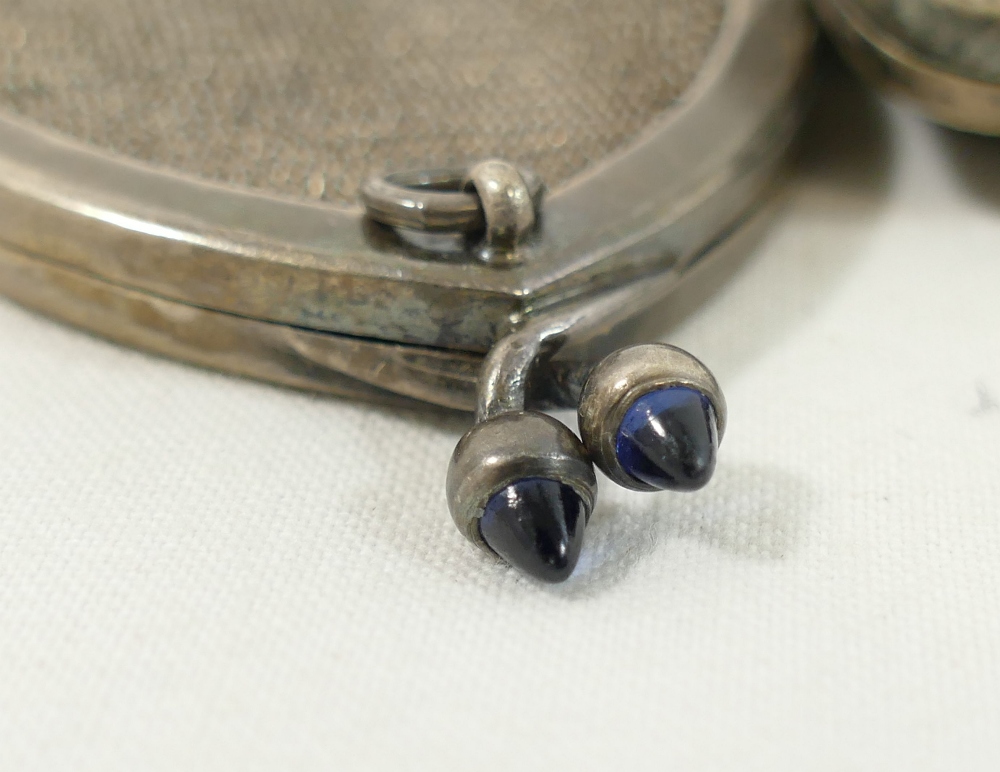 A Dutch silver chain mail purse with blue glass set acorn twist clasp, 4.8cm wide, and a silver - Image 2 of 2