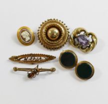 A quantity of 19th century and later brooches and other items comprised of a Victorian hollow gold-