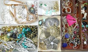 A collection of 20th century silver and costume jewellery, the silver jewellery and items stamped '