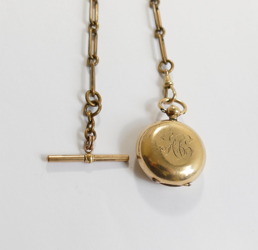 A Victorian oval gold plated locket with intertwined initials set in relief to the front, 3.3cm x - Image 9 of 9