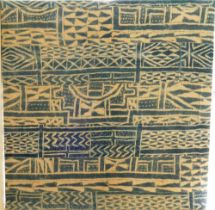 A pair of Bamileke, Cameroon Ndop resist-stitched, indigo-dyed cotton panels, stretched over