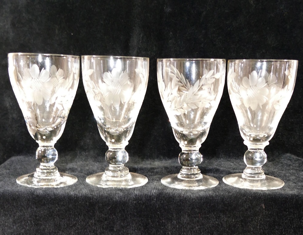 A quantity of stemmed drinking glasses comprised of four air twist glasses, 15cm high, 3 cut glass - Bild 3 aus 7