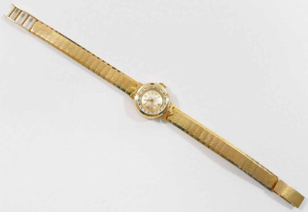 A 9 carat gold ladies Enicar wrist watch and strap, the circular face with Arabic numerals and baton - Image 2 of 3