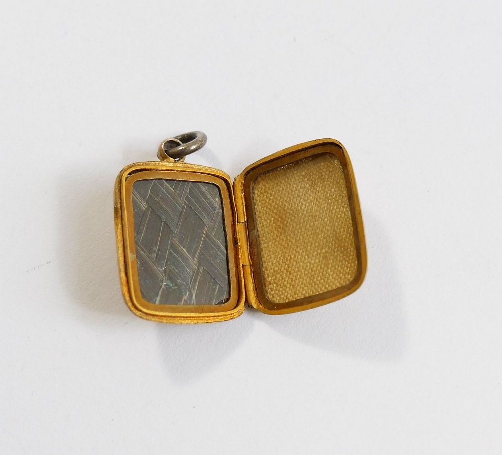 A large Victorian gold plated oval locket brooch with raised intertwined initials to the front, 3. - Image 8 of 10