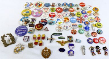 A collection of badges including five Daily express Rupert League enamel badges by J R Gaunt,