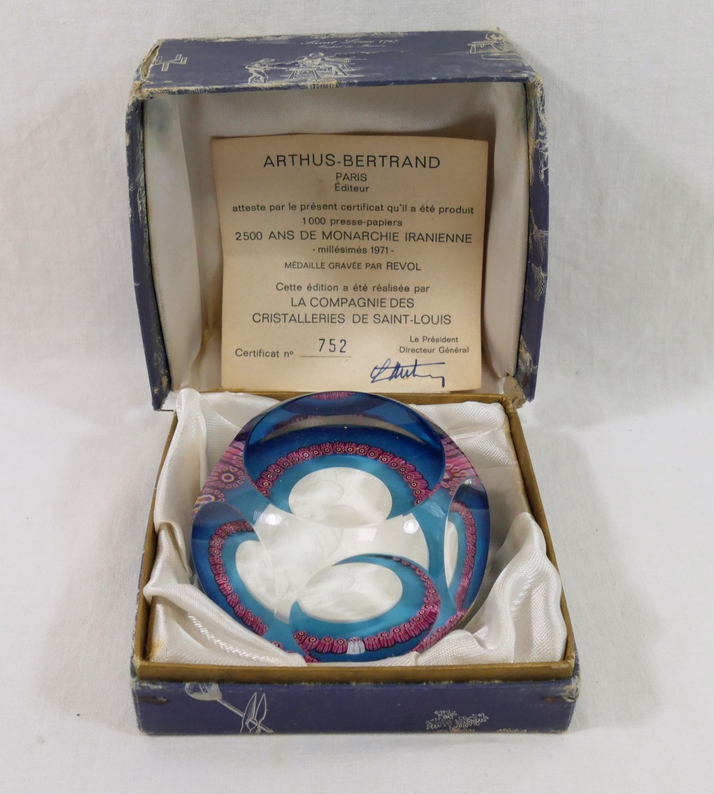 A limited edition Saint-Louis paperweight designed by Arthus-Bertrand of Paris, commemorating 2500 - Image 2 of 3