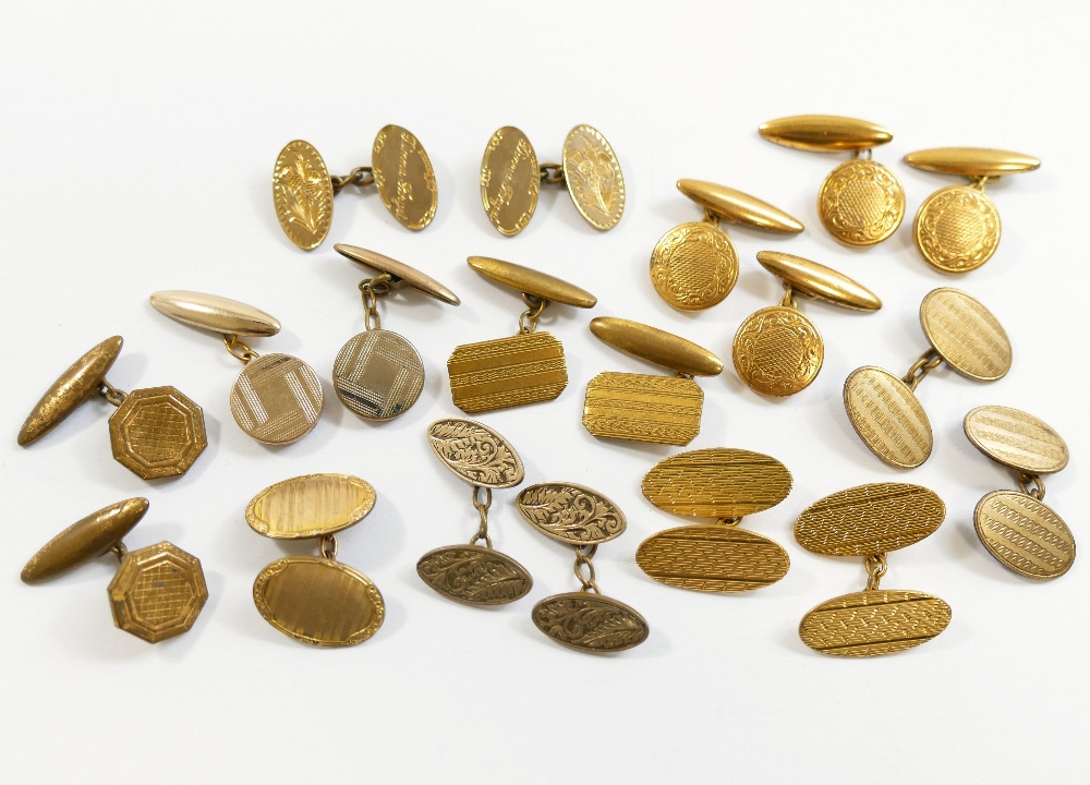 Assorted gold plated cuff links, collar and dress studs, buttons and pins, along with a gold - Image 4 of 4