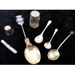 A small selection of silver items comprised of a an enamelled Royal Naval Volunteer Reserve souvenir