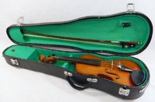 A Chinese Cremola violin, dated 1996, with registration number 96052050, over-all length 47cm,