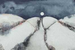 Philip Whiting (b.1948), moonlit snow scene, pen and wash, signed in pencil to lower right and dated