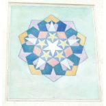 John Mitchell (1933-2009) writer, 'Pentagonal Construction', geometric watercolour, 20cm x 17cm,