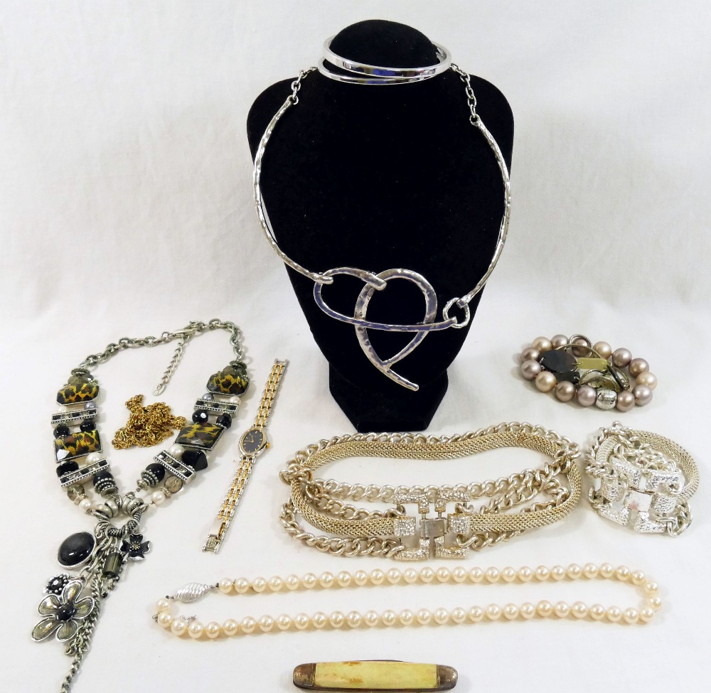 Assorted 20th century costume jewellery and other items housed in a 19th century rosewood - Image 2 of 3