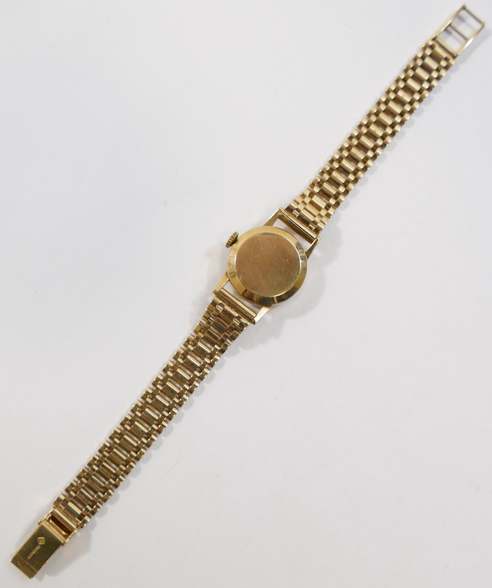 A ladies 9 carat gold Tissot bracelet watch, the case London 1963, the watch with circular face, - Image 3 of 3