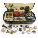 Assorted Victorian and later silver and costume jewellery including amethyst, rock crystal and paste