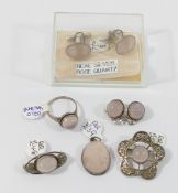 Assorted rose quartz set silver and silver coloured metal jewellery comprised of a Shipton and Co.