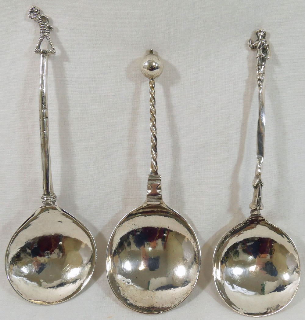 Three 17th century and later spoons, comprised of a Norwegin silver spoon with ball finial and - Image 4 of 4