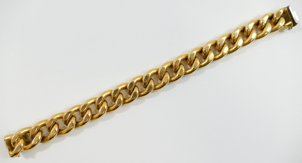 An Italian hollow curb link bracelet, of large proportions, the links with slightly flattened sides, - Image 2 of 3