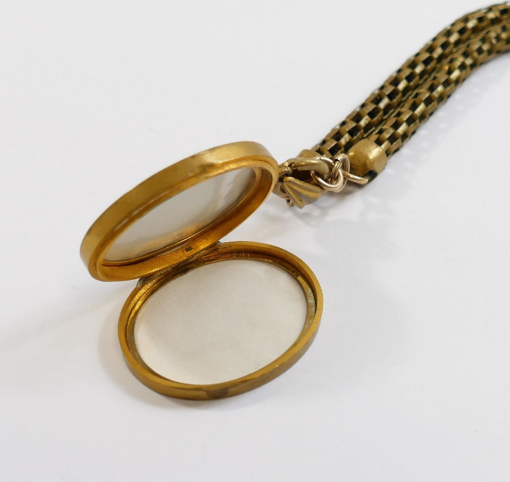 A Victorian oval gold plated locket with intertwined initials set in relief to the front, 3.3cm x - Image 6 of 9