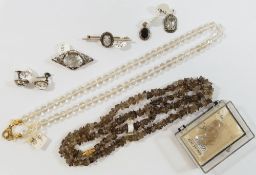 A Shipton and Co. design rock crystal set brooch, stamped 'SILVER' and other assorted rock crystal