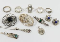 A collection of silver and items stamped '925' and 'SIL' jewellery including Celtic and Art