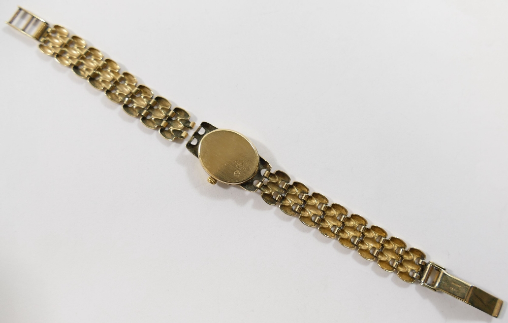 A 9 carat gold ladies Accurist bracelet watch, the oval face with baton markers and an eight-cut - Image 3 of 3