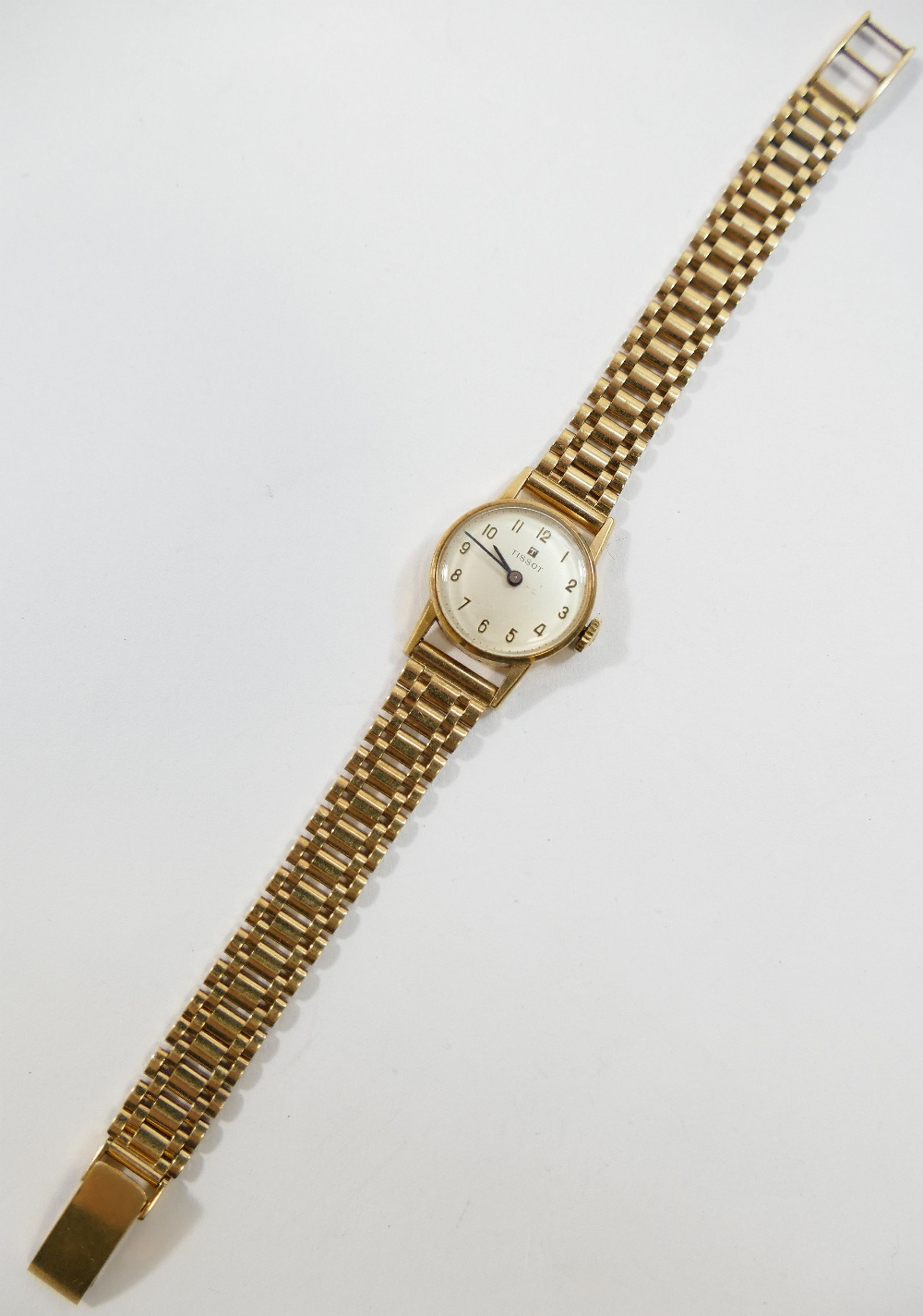 A ladies 9 carat gold Tissot bracelet watch, the case London 1963, the watch with circular face, - Image 2 of 3