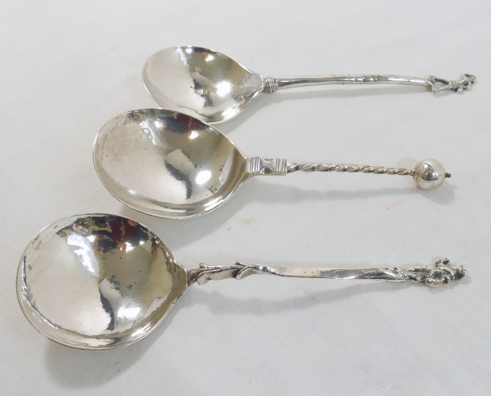 Three 17th century and later spoons, comprised of a Norwegin silver spoon with ball finial and - Image 3 of 4