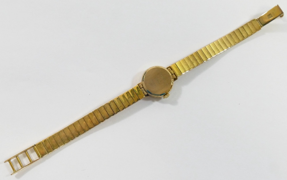 A 9 carat gold ladies Enicar wrist watch and strap, the circular face with Arabic numerals and baton - Image 3 of 3